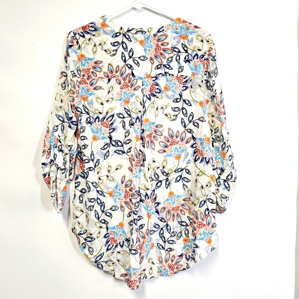 Daniel Rainne Pastel Paisley Floral 3/4 Sleeves Casual Office Medium Top - Picture 2 of 12